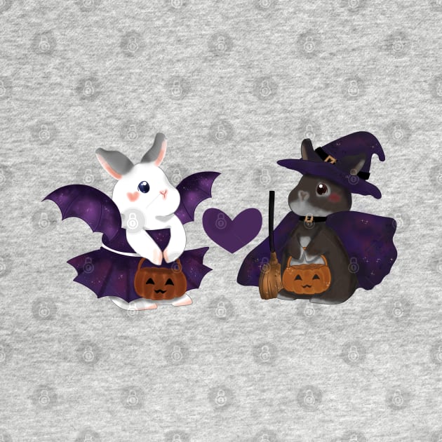 Bat and witch Bunny _ Bunniesmee Halloween Edition by GambarGrace